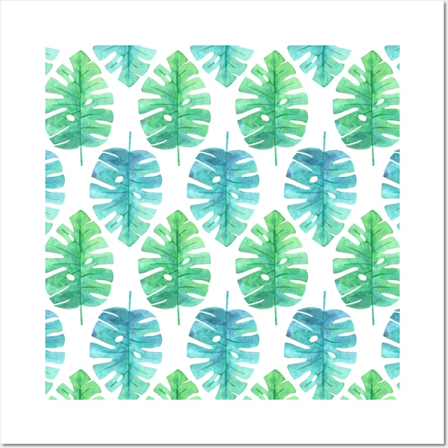 Monstera Plant Turquoise Green Wall Art by Live Together